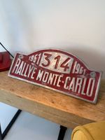 Rallye Monte Carlo 1961 patina aluminum plaque-sign-man cave bar / classic car