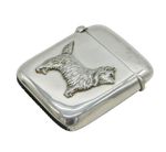 Art Deco Sterling Silver Westie Terrier Vesta Case Antique 1922 Birmingham