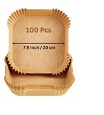 100 Pcs Disposable Paper Liner Square, for Air Fryer Non-Stick 7.9 Inches Free P
