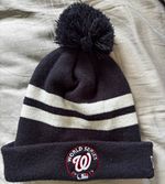 New Era Washington Nationals World Series Knit Pom Beanie Hat Black/White