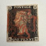 GB QV 1d BLACK RH Plate 9 Scarcer Penny Black  STAGE 2 “O” Flaw