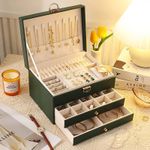 3 Layer Jewellery Storage Box Necklace Earrings Bracelet Watch Organiser UK