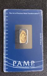 PAMP Suisse Rosa Pendant 1g Fine Gold 999.9 Goldbarren (1.15g Total Weight)