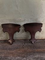 Pair Of Antique Mahogany Demi Luna Wall Bracket Shelf’s