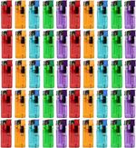 50x Refillable Electronic Lighters Adjustable Flame Mixed Colours Sealed Box