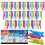 46 Strong Plastic Clothes Pegs for Washing Line Laundry Storm Clips Grip Garden
