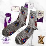 GERMAN SHEPHERD SUPERHERO FUN SOCKS UNISEX ONE SIZE FIT UK 5 - 11 UNIQUE GIFT