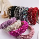 Wide Pearl Headband Padded Headband Sponge Hairband Bridal Beaded Hair Hoop Boho