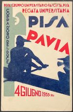FUTURISM UNIVERSITY GROUP. GUF REGATTA PISA PAVIA 1933 POSTCARD TRAVELLED
