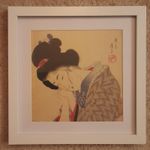 'Insurance Girl' Framed & Mounted Print. Tomioka Eisen. Kuchi-e. Japanese