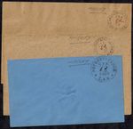 TRANSVAAL 1869 3 Unused Stationery Envelopes w/LOCAL CANCELS & 6d Value Added