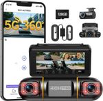 5G Wifi Dash Cam 4 Channel 360° Front Rear Inside DashCam,1080P Car Camera 128GB