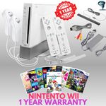 Nintendo Wii Console Kit Bundle Refurbished 2 Two Controllers Nunchuk 10 Games
