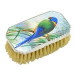 Sterling Silver & Colourful Enamel Parrot Clothes Brush Antique 1927 London