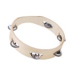_Kids 8 Hand Held Wood Headless Tambourine Bell With Metal Single Row Jingles