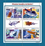 ARTEMIS 1 Orion Spacecraft Moon Mission Space 4v-Stamp Sheet 2021 Central Africa