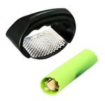 Garlic Press Rocker & Silicone Peeler Set - Stainless Steel Mincer + FREE GIFT
