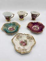 Vintage Royal Crown Japan Courting Couple Demitasse Cup Saucer 3 Set Luster