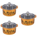 3Pcs Multipurpose Stainless Steel Soup Pot Set for Home Hot Pot Cooking Gold