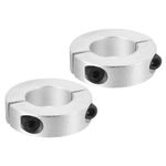 2 Pack Aluminum Bore 30mm Double Shaft Collar 50mm OD 15mm Thickness Silver