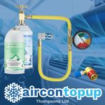 Car R134 AC Aircon Air Con Regas Refill Kit+ Leak Sealer+ Hi/Lo Port Adaptor