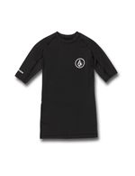 Volcom Lido Solid Short Sleeve Rash Vest in Black for men