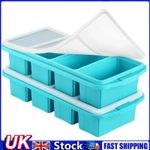 2Pcs Silicone Ice Cube &Freezer Tray Molds with Lid Ice & Food Portions Hygienic
