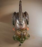 Authentic African art Wood mask BAULE IVORY C Statue Hand Carved Tribal Figure 