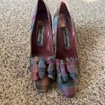 1950s Stuart Weitzm purple and blue plaid woman's pumps 