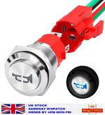 Metal Horn Push Button 12V 16mm Car Blue LED Light Momentary Switch Button UK