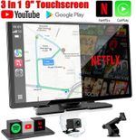 3-in-1 9"Carplay Screen with Net-Flix YouTube,Upgraded Wireless AI Video BOX