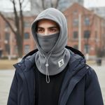 Anti-cold Ear Protection Hooded Neck Cap Solid Color Fleece Balaclava Hat Unisex