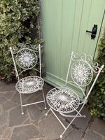 Vintage French‑Style Wrought Iron Foldable Garden Chairs, White, Ornate