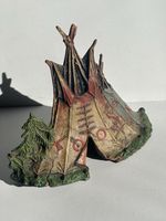 Antique Elastolin Pre War Composition Teepee WigWam Cowboys Indians