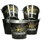 Strongbow Metal Ice Bucket Black Drink Holder Cooler Home Bar Pub 9'' set of 5
