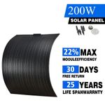 200W Full Black Flexible Solar Panel 12V for Caravan RV Boat Camper Van Shed Car