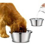 Stainless Steel Dog Bowl 20cm-30cm Round Pet Water Food Feeder Small Large Dogs