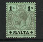Malta 1914-21 1/- On emerald surface, olive back SG 81c Mint. (R5042)