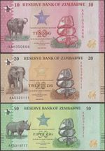 Zimbabwe 3 Note Set P115-117 B206-208 10 20 50 Zig Dollars 2026 UNC @EBS