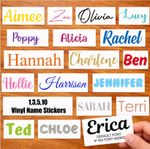 Personalised Vinyl Name Stickers 1,3,5,10 Wedding Lunchbox Water Bottle 50 Fonts