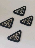 4 x Prada Logo Triangle Black and Silver Button Pendant clothing emblem