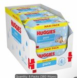 Huggies Pure Disposable Baby Wipes Maxi Pack Multipack 6 Packs (360 Wipes)