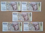 5 x Rare Iceland 2000 Krónur Banknote Lot (5 Notes) 1986 Series - High Grade EF
