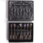 Set of 7 Bronze Gemstone Crystal Witch Spoons