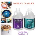 Crystal Clear Epoxy Resin 500ml 1L 2L 4L 8L 16L Kit - Food Safe 1:1 AB Glue