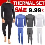 Mens Thermal Long Johns Top T Shirt Bottom Trouser Underwear Set Full Sleeve