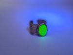 Uranium Glass Sterling Silver Adjustable Ring Thick Band