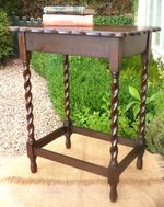 Oak Barley twist side table lamp table Vintage 1930s