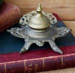 Brass Inkwell with liner Vintage FREE UK POST