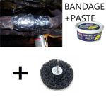 Car Exhaust Leak Bandage Tape + Paste Repair Wrap Pipe Hole Fix + Grinding Disc 